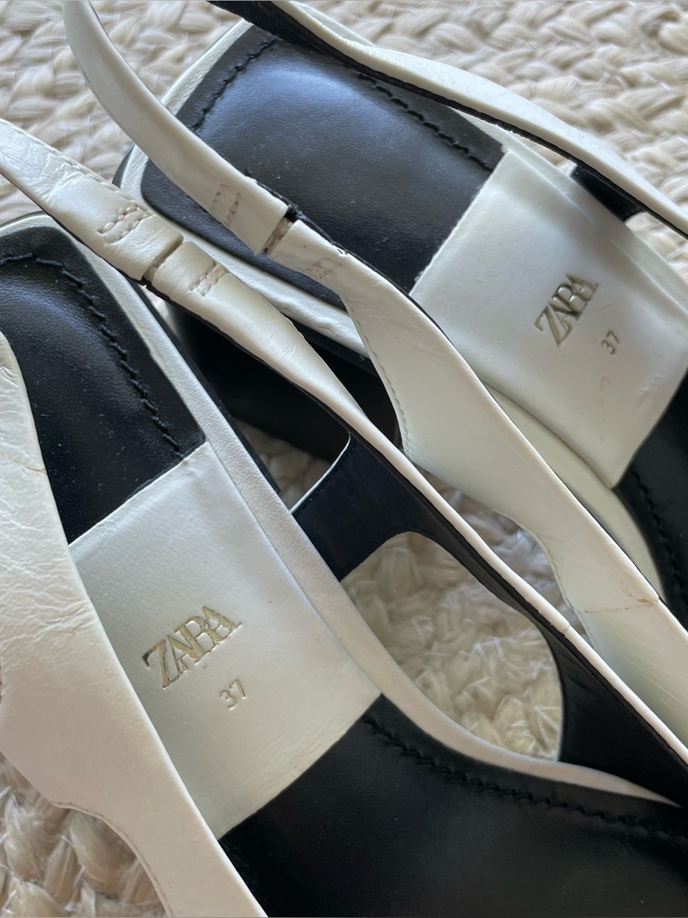 Zara White Slingback Square Toe Heels - Picture 3 of 6